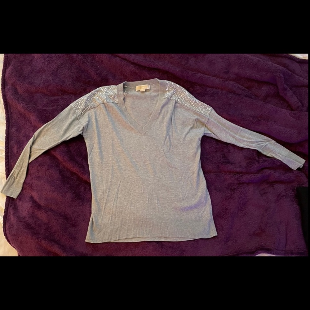 Gray/Silver V-neck sweater